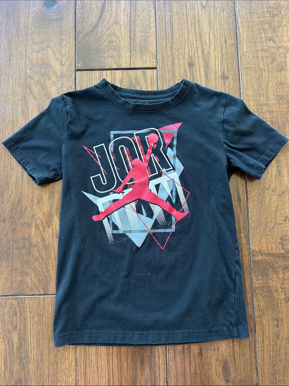 Jordan Boys' Black T-Shirt with Red Jumpman Graphic